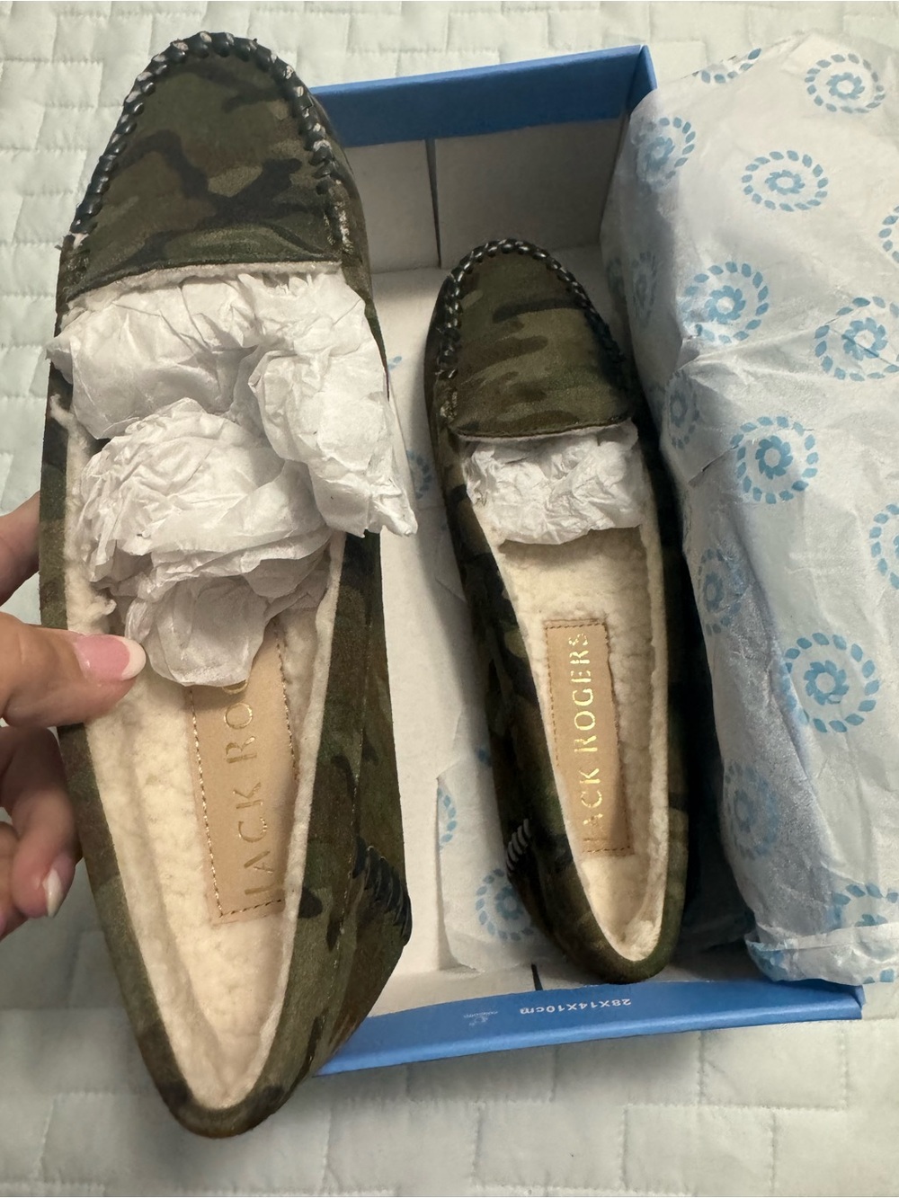 Jack Rogers Olive Camo Sherpa-Lined Moccasins